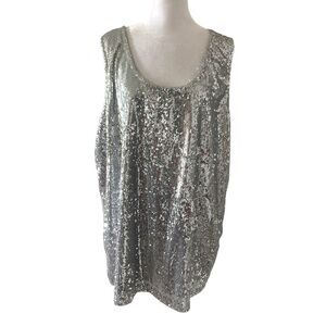 Jessica London 22 24 top gray tank top sleeveless sequins silver